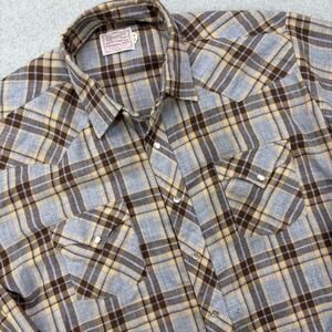 Vintage 70s H Bar C Ranchwear‎ Western Pearl Snap Shirt 17.5-35 (XL) USA Made